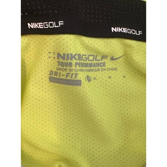 Nike Golf Tour Performance Dri-Fit Polo Shirt Medium Neon Yellow Gray Stripe - Picture 3 of 6